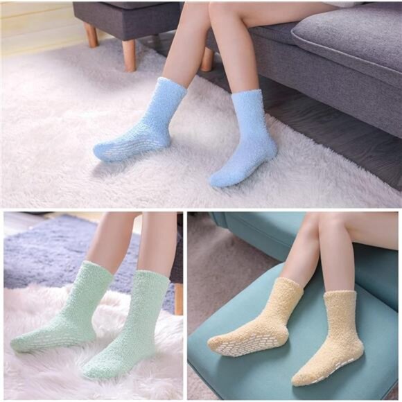 Slipper Socks for Women Cozy Hospital Socks Soft Fluffy with Grips Socks Warm - Picture 2 of 7